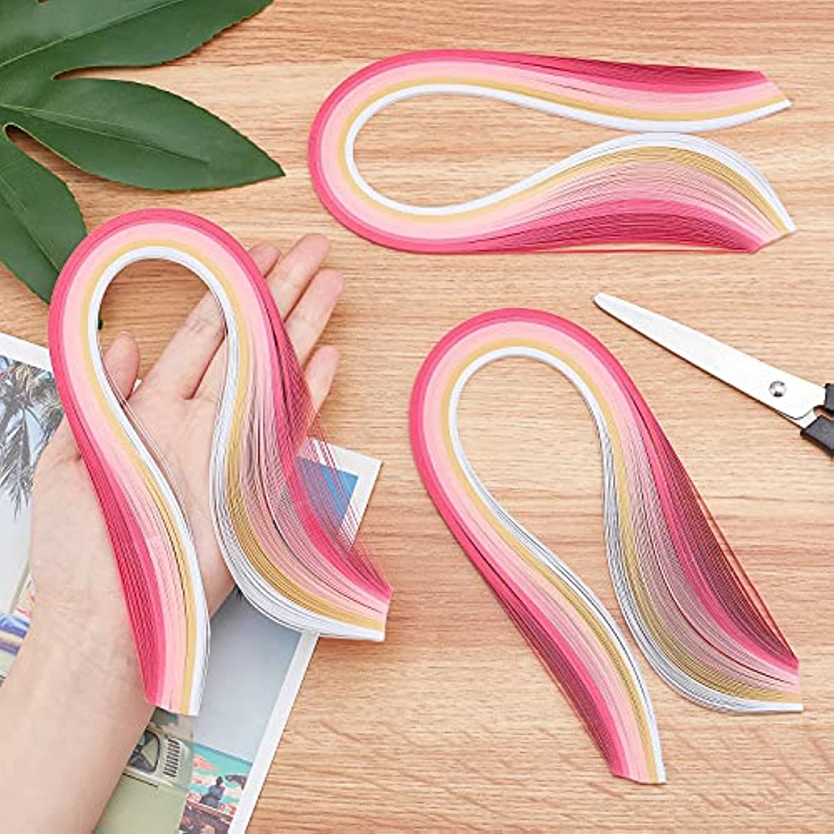 1200PCS 3mm Quilling Paper Strips Quilling Art Strips 6 Colors Paper Craft  Supplies for Paper Art DIY Craft Projects-Pink 